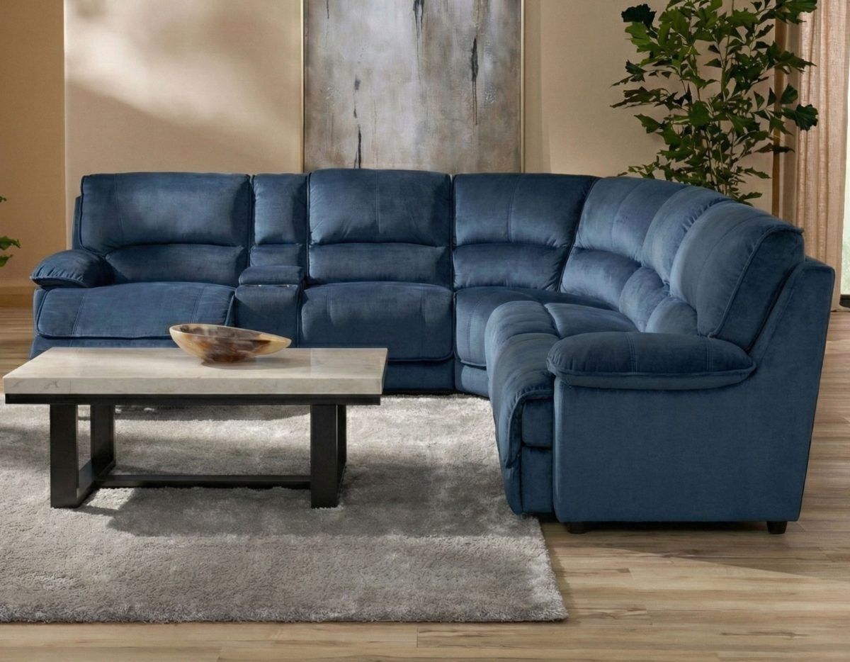 Olsen 6pc Dual Power Reclining Sectional- Indigo
