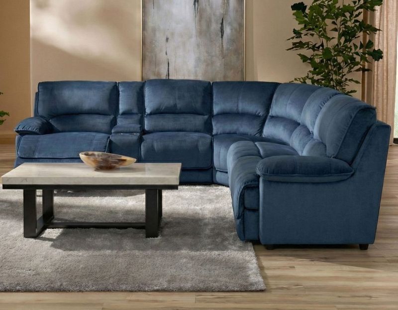 Olsen 6pc Dual Power Reclining Sectional- Indigo