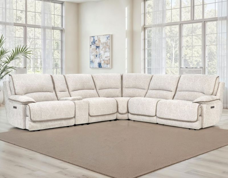 Olsen 6pc Dual Power Reclining Sectional- Dove