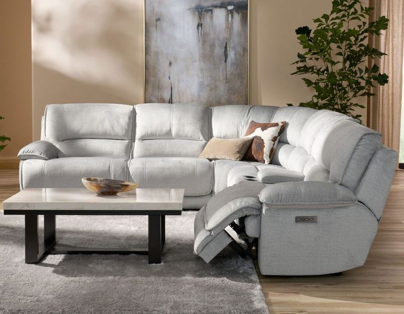 Olsen 6pc Dual Power Reclining Sectional- Silver