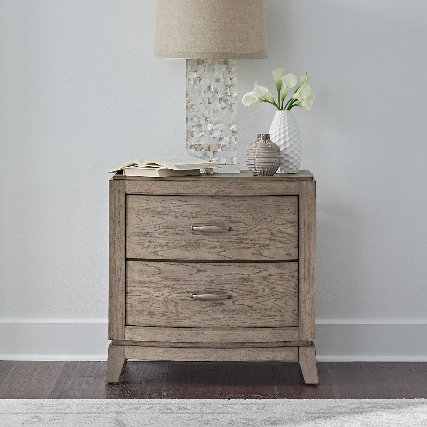 Avalon Nightstand w/ Charging Station, color: Burnished Beige