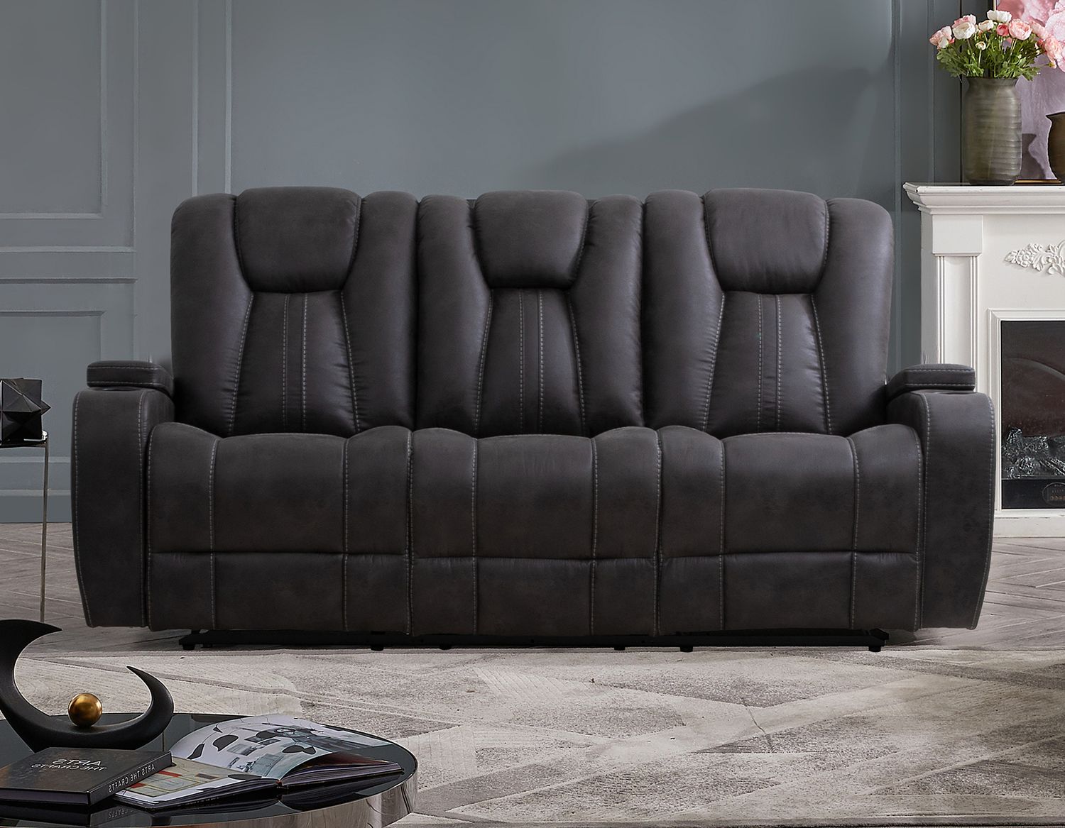 Marlow Manual Reclining Sofa, color: Charcoal