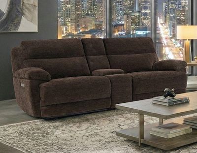 Gatlin Dual-Power Reclining Console Loveseat- Brown
