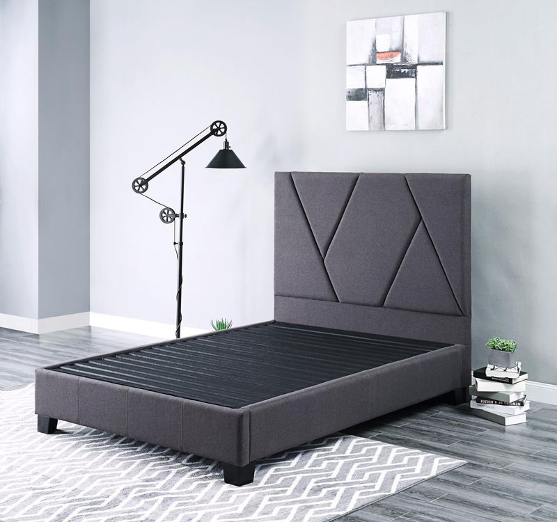 King Modern Upholstered Bed- Charcoal