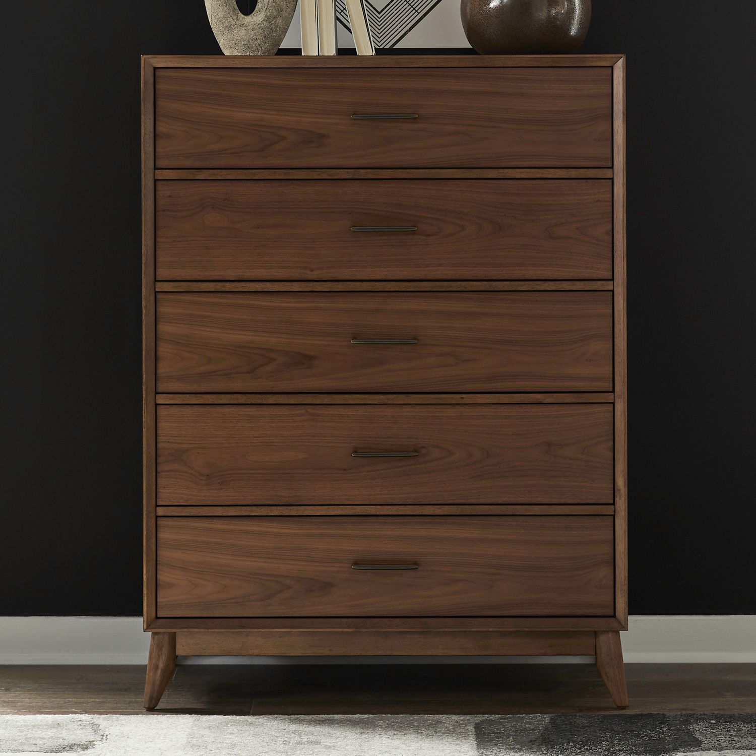 Century Modern 5 Drawer Chest, Finish: Satin Walnut