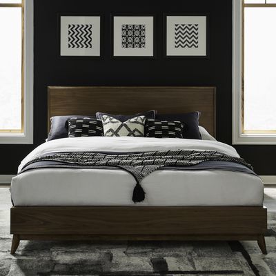 Century Modern King Platform Bed- Satin Walnut