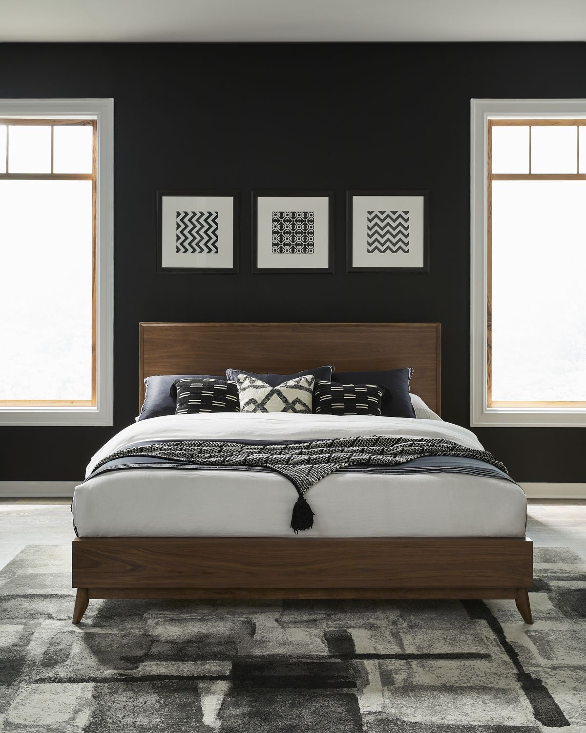 Century Modern King Platform Bed - Satin Walnut