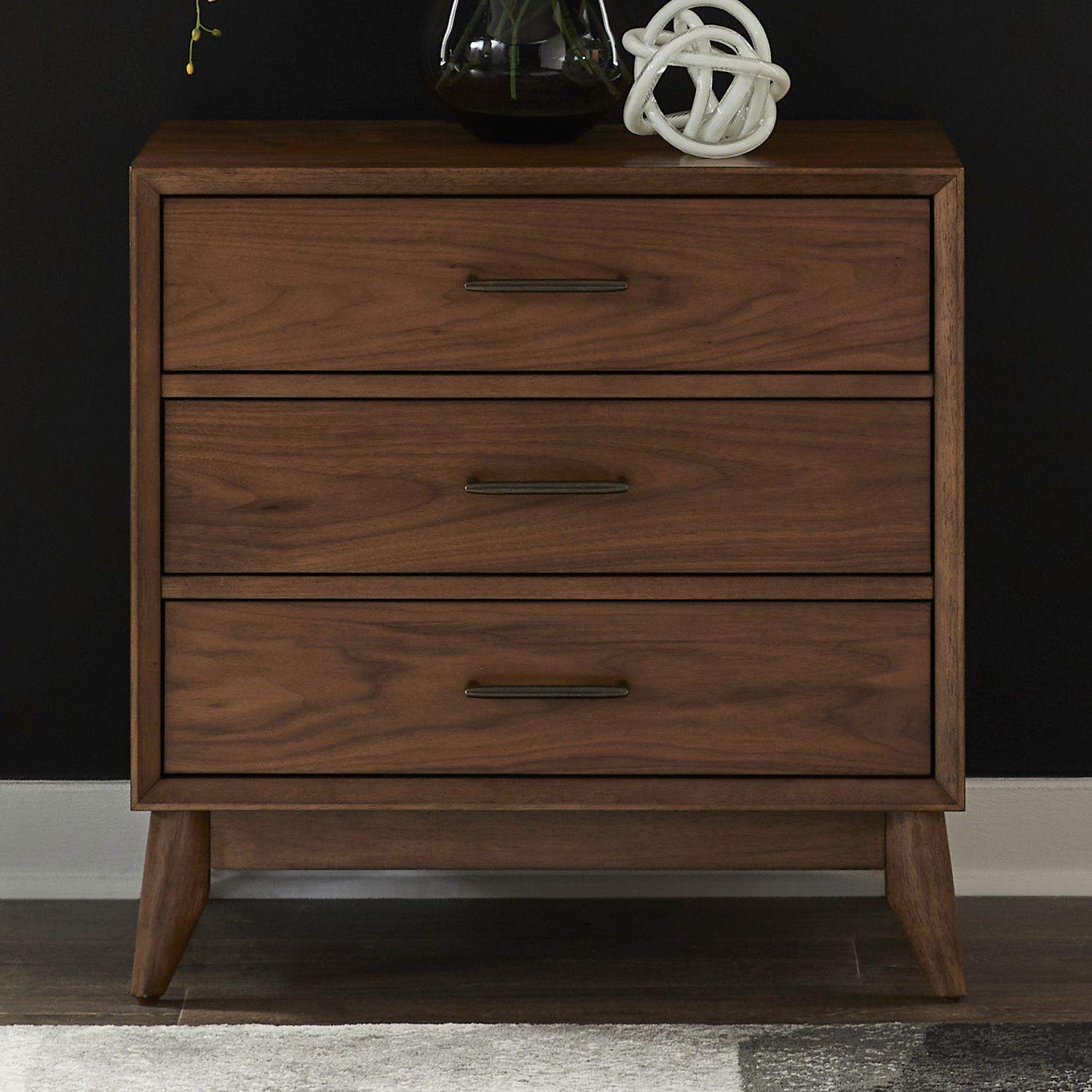 Century Modern Nightstand w/ Charging Station, Finish: Satin Walnut