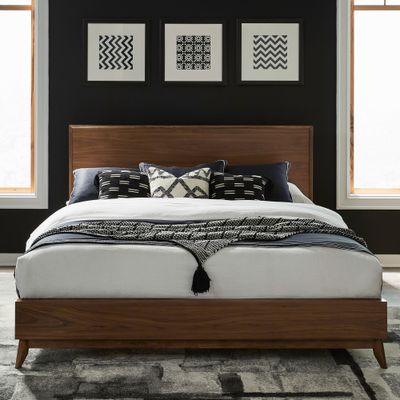 Century Modern Queen Platform Bed - Satin Walnut