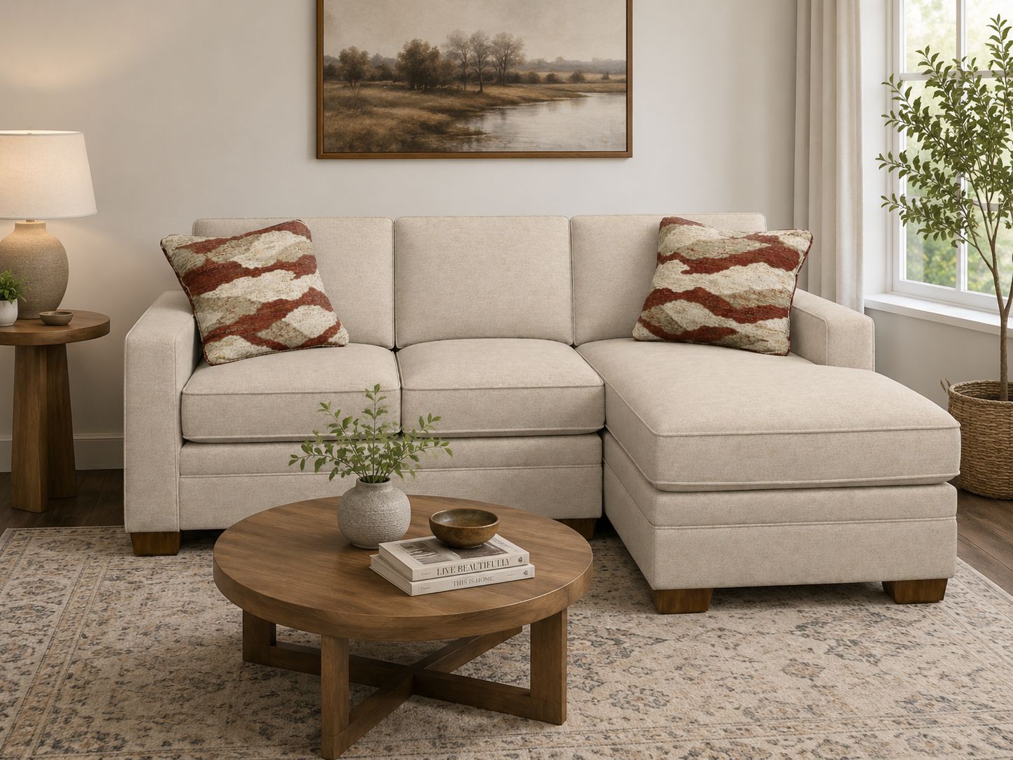 Meyer RSF Storage Chaise Sofa/ Bisque-D1905-74