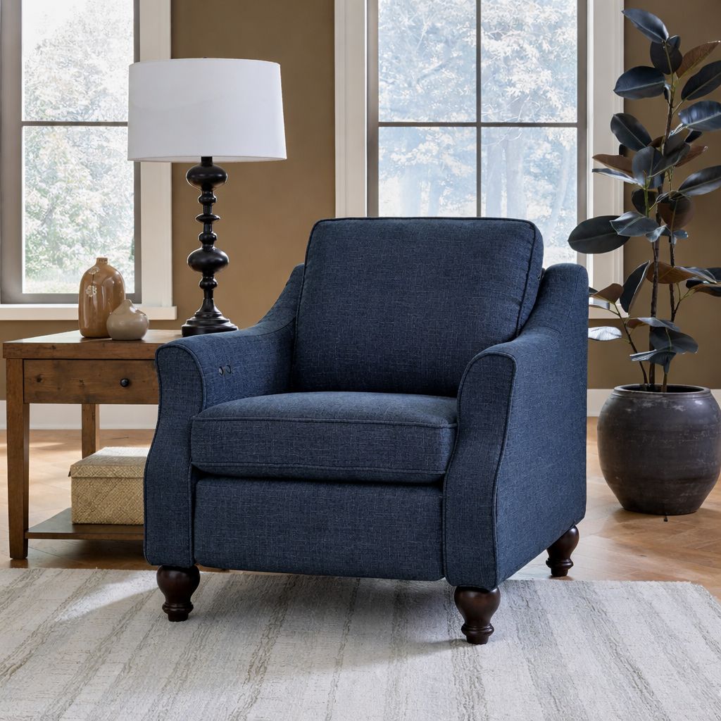 Adeline Power Incliner Chair, Base: Espresso, color: Indigo-24512