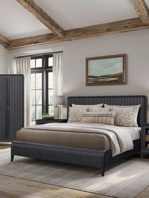 Elure Queen Waterfall Panel Bed- Peppercorn