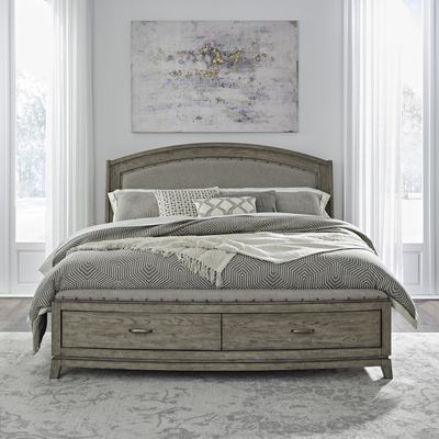 Avalon Queen Upholstered Storage Bed- Burnished Beige