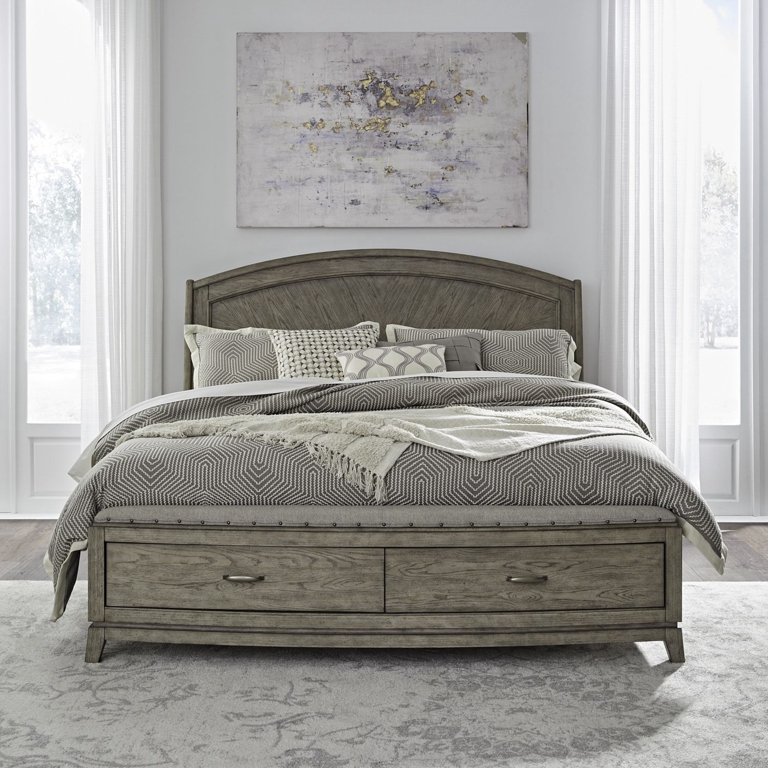 Avalon Queen Storage Bed- Burnished Beige