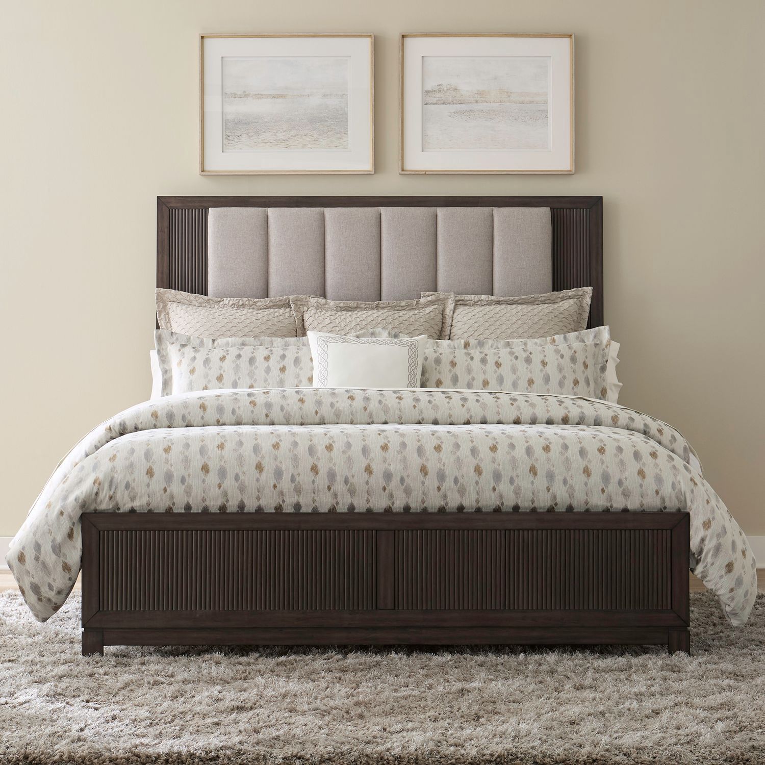 Modern Edge King Upholstered Panel Bed