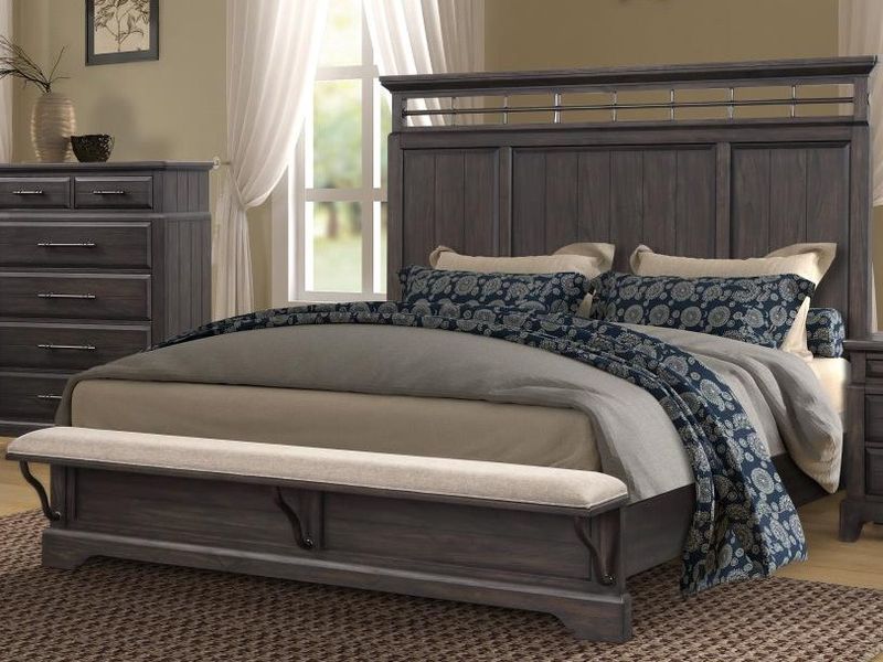 Bellamy Lane Coffee Panel Bed w/ Bench- King