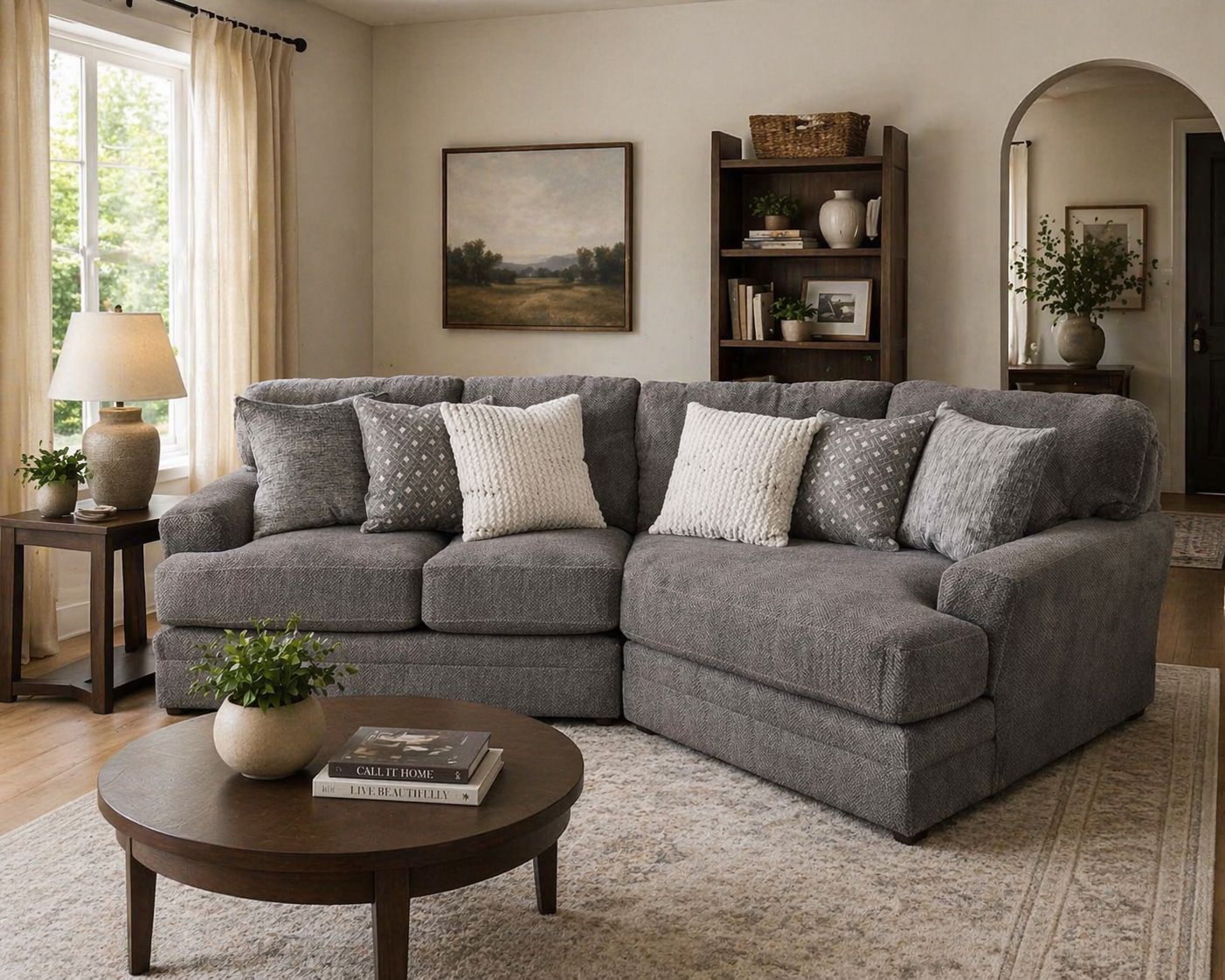 Mammoth 2pc RSF Piano Wedge Sofa- Smoke