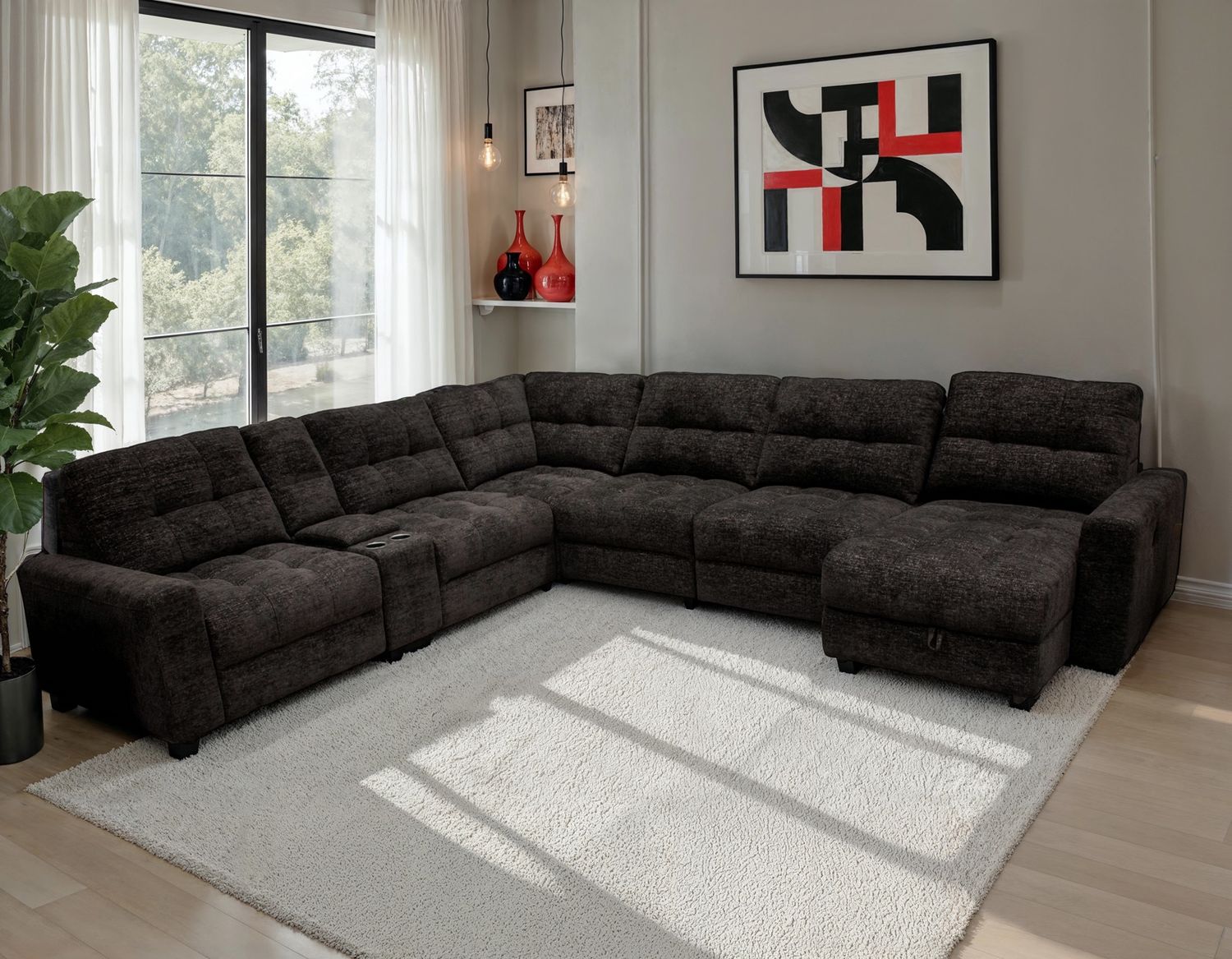 Snyder 7-Piece Slider Sectional- Black