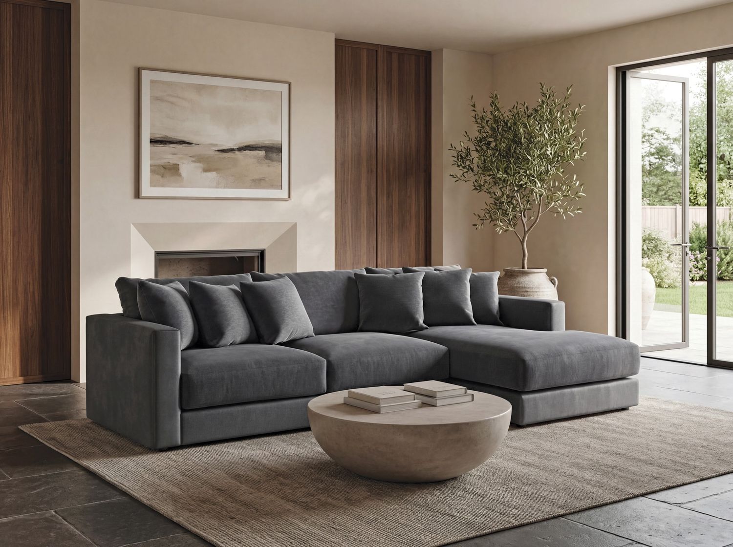 Remington Slate RSF Chaise Sofa