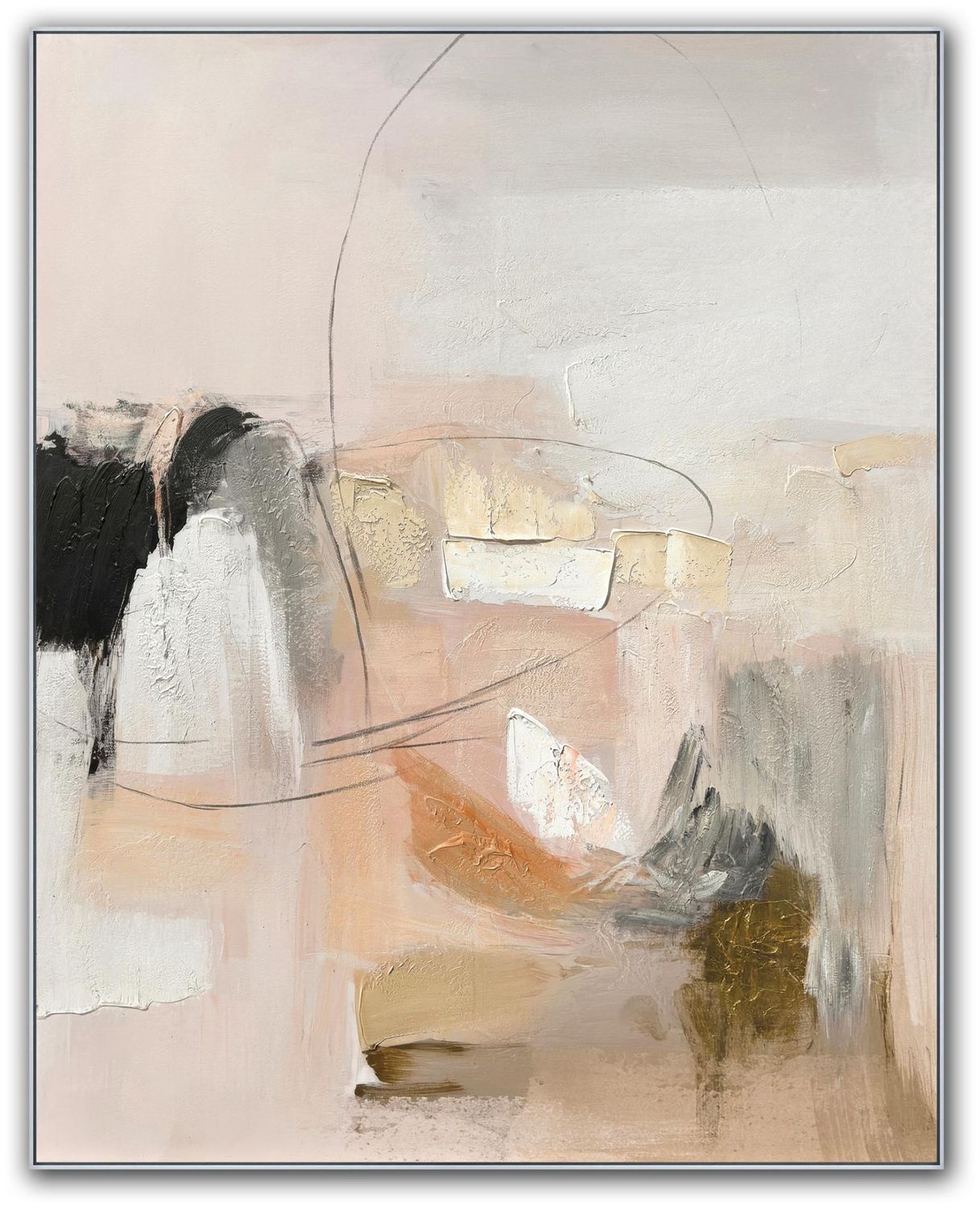 Pinks and Browns |Hand-Painted Canvas in Frame