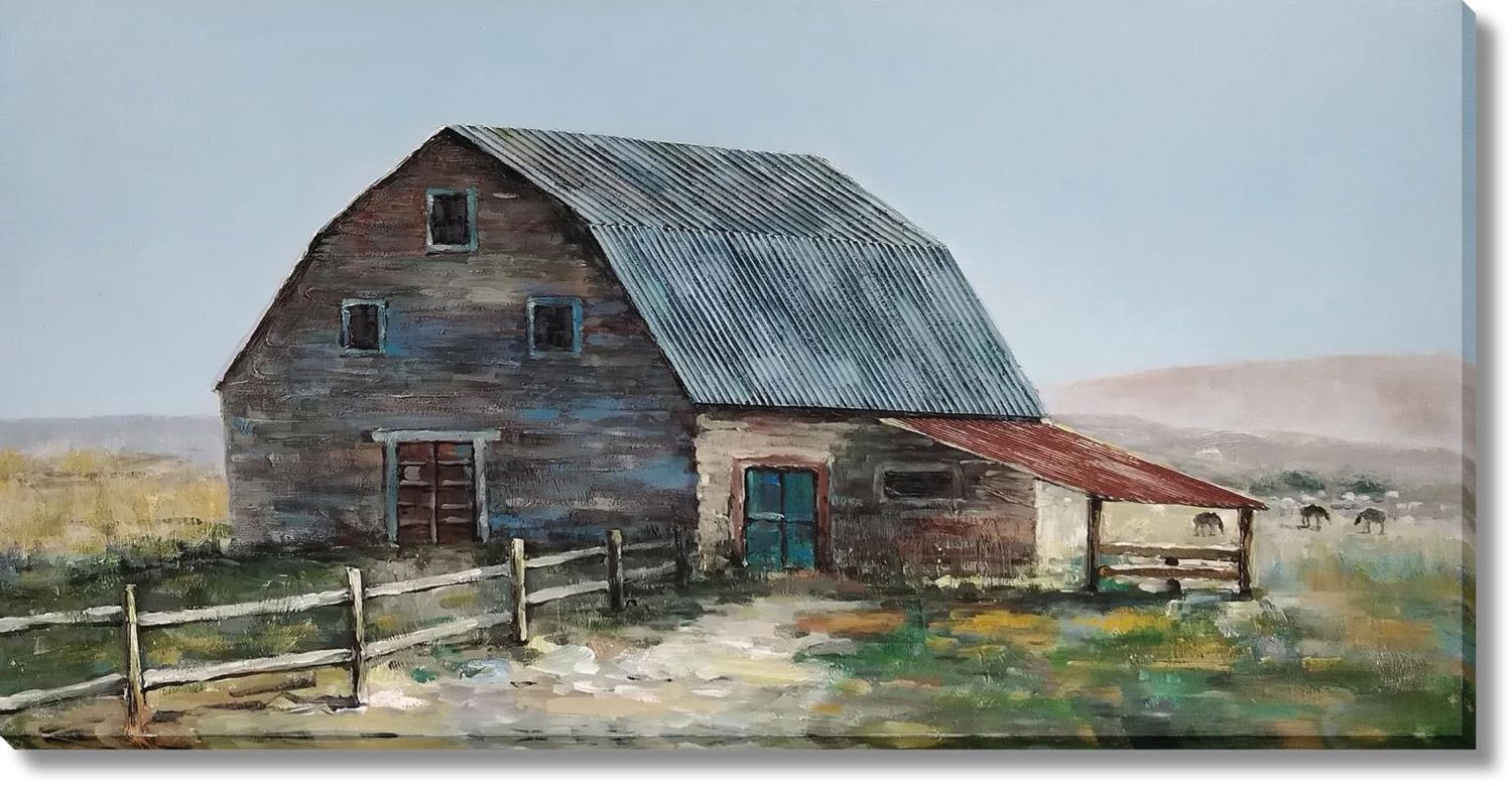 Pastoral Charm Barnscape |Hand-Painted 3D Canvas