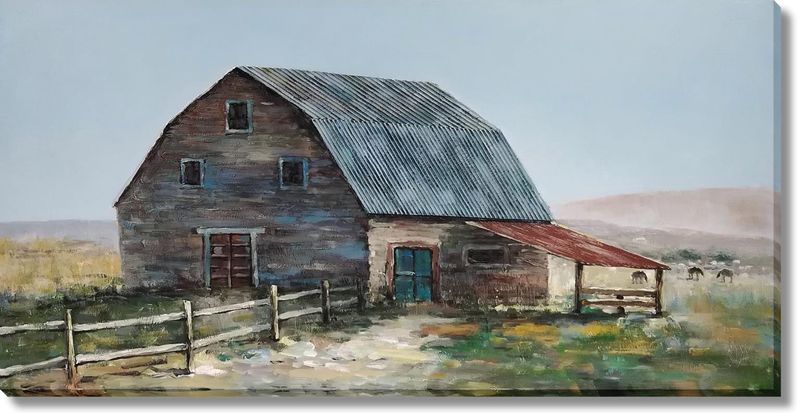 Pastoral Charm Barnscape |Hand-Painted 3D Canvas