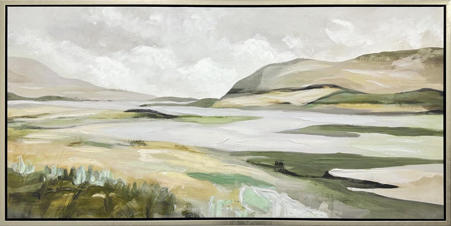 Serene Landscape |Hand-Embellished Canvas in Frame