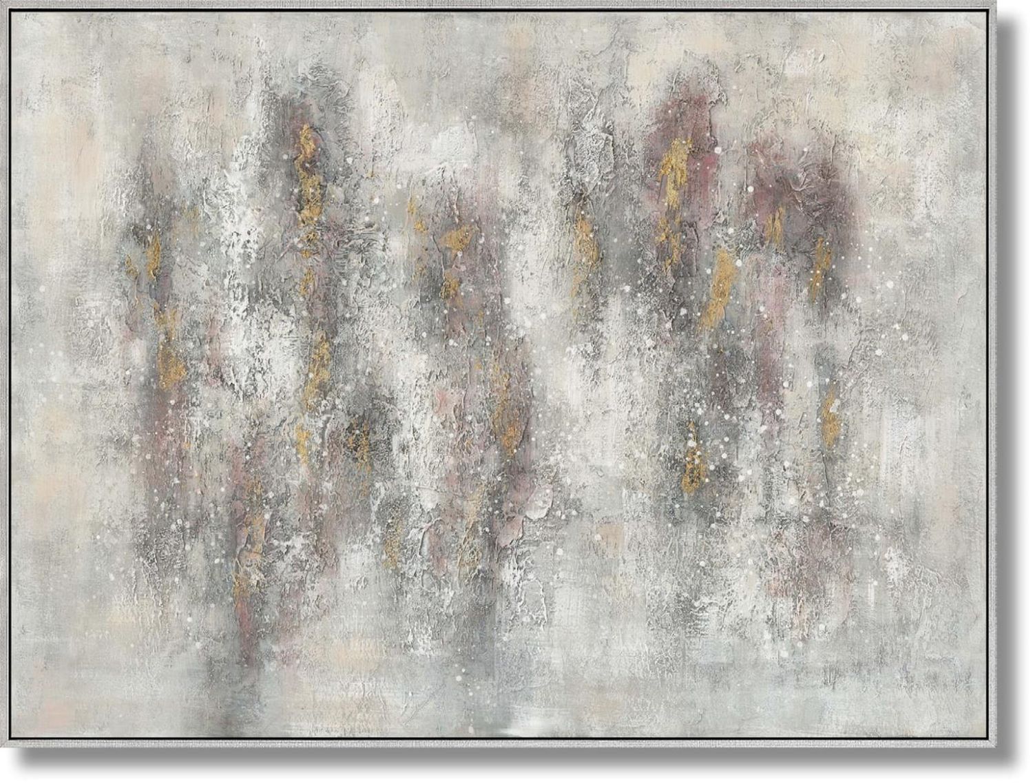 Silver Whisper Abstract Textured Canvas |Hand-Painted Canvas in Frame