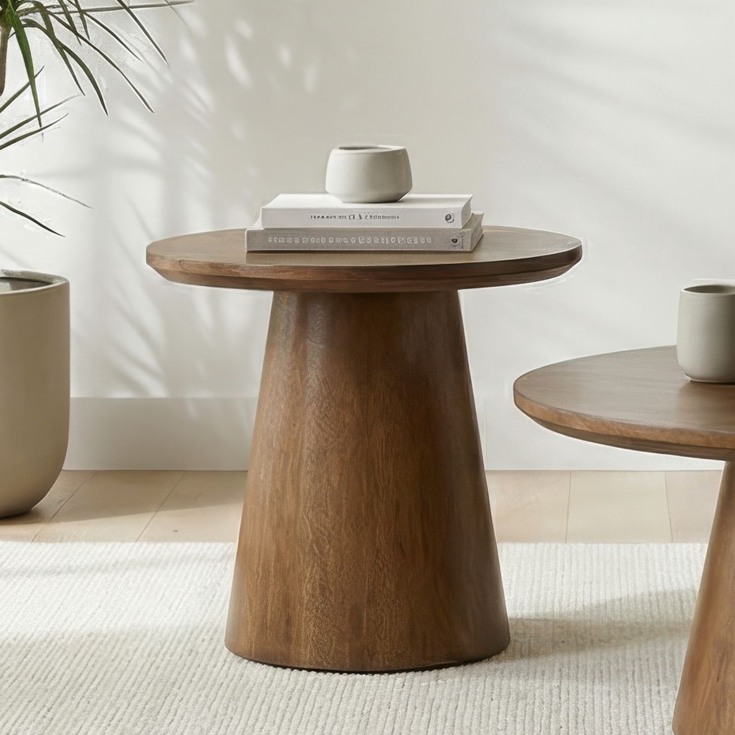 Radius Round End Table, Finish: Toasted Caramel