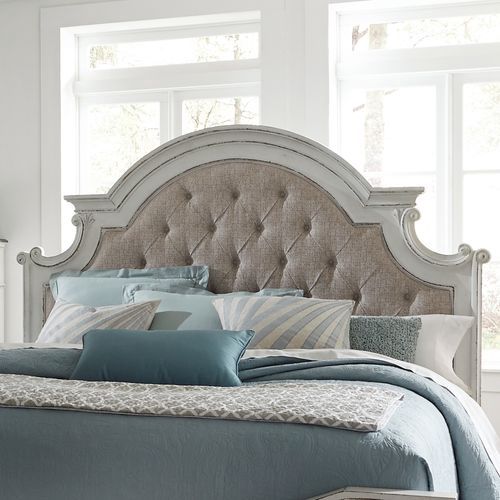Magnolia Manor King Upholstered Bed - Antique White