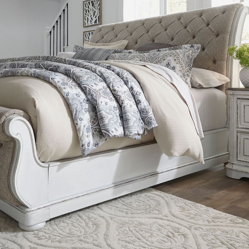 Magnolia Manor Queen Upholstered Sleigh Bed - Antique White