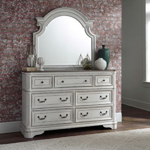 Magnolia Manor Dresser &amp; Mirror - Antique White