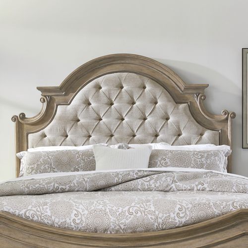 Magnolia Manor King Upholstered Bed - Weathered Bisque