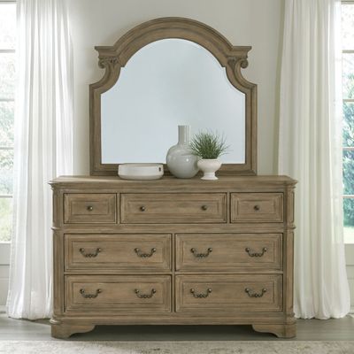 Magnolia Manor Dresser &amp; Mirror - Weathered Bisque