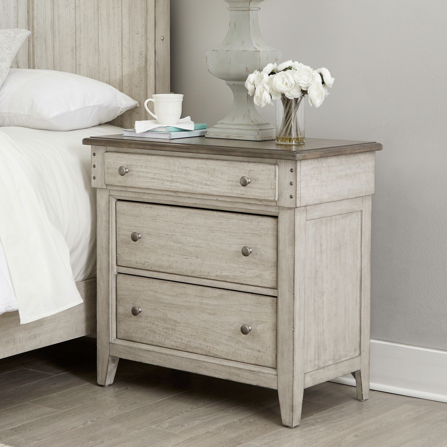 Ivy Hollow 3 Drawer Bedside Chest w/ Charging Station