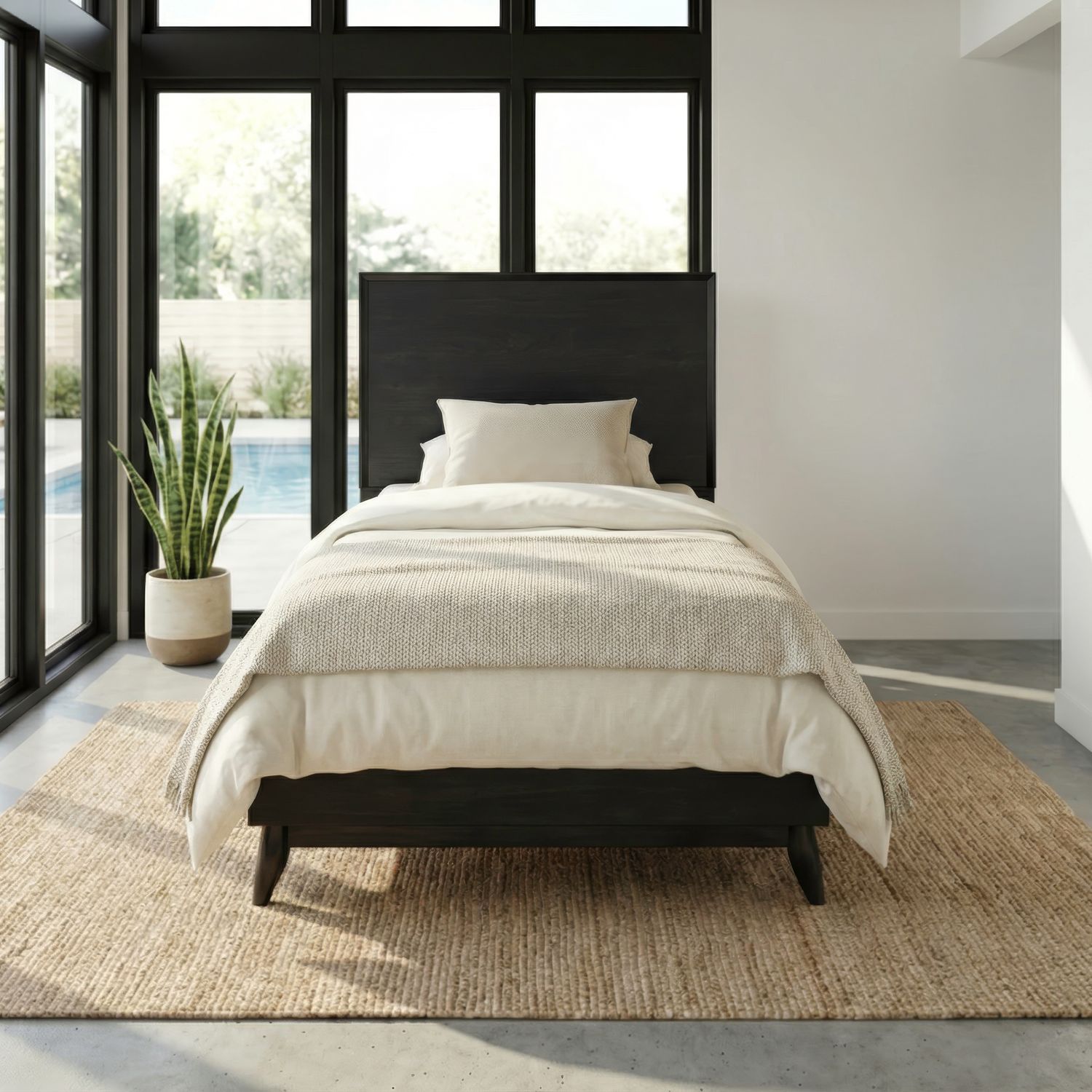 Century Modern Twin Platform Bed - Black Walnut