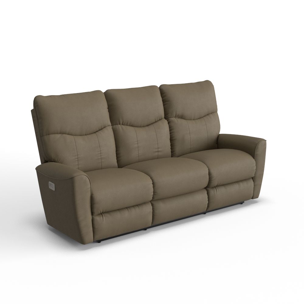 Belmont Power Wall Reclining Sofa w/ Headrest, Lumbar &amp; Storage Drawer, color: Buff-D2027-32