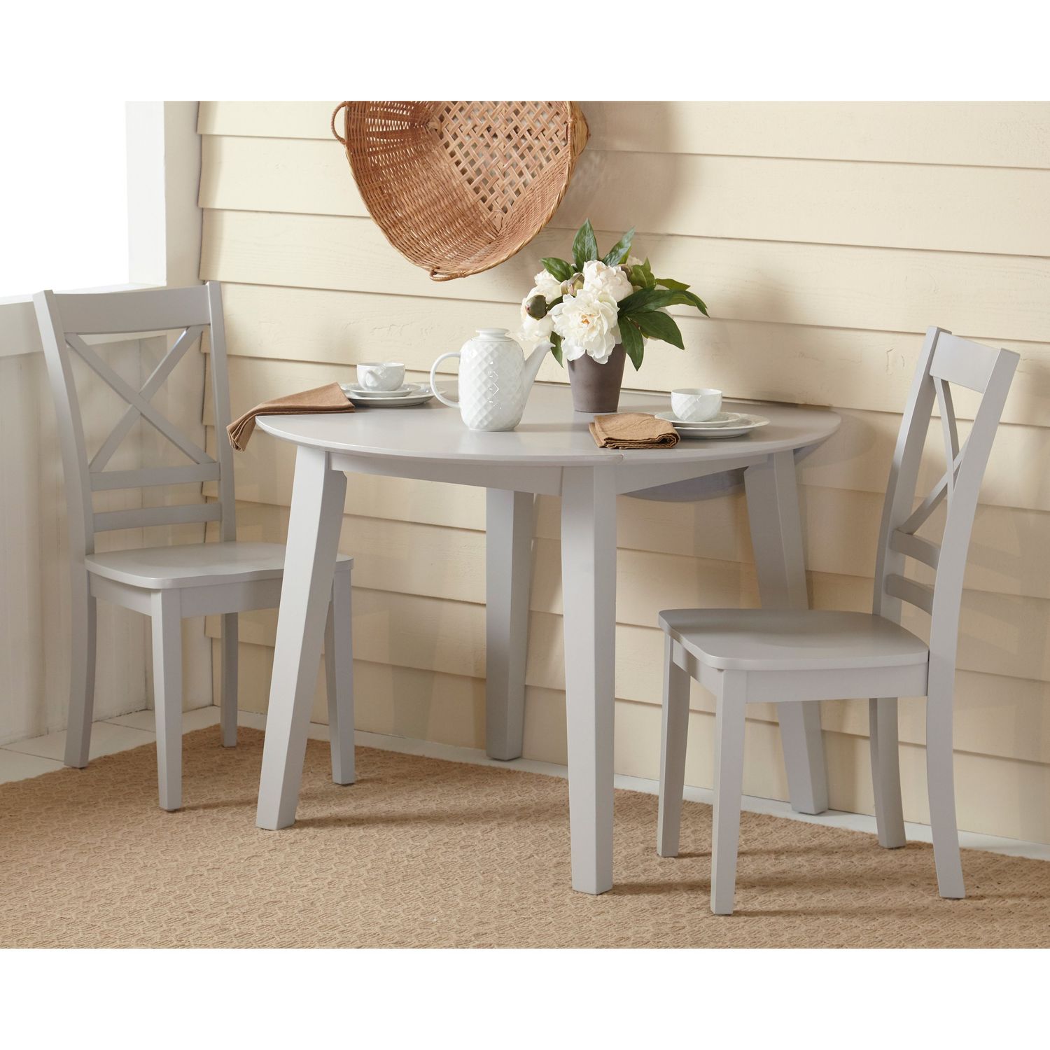 Simplicity 3pc Drop Leaf Table Set - Dove Grey