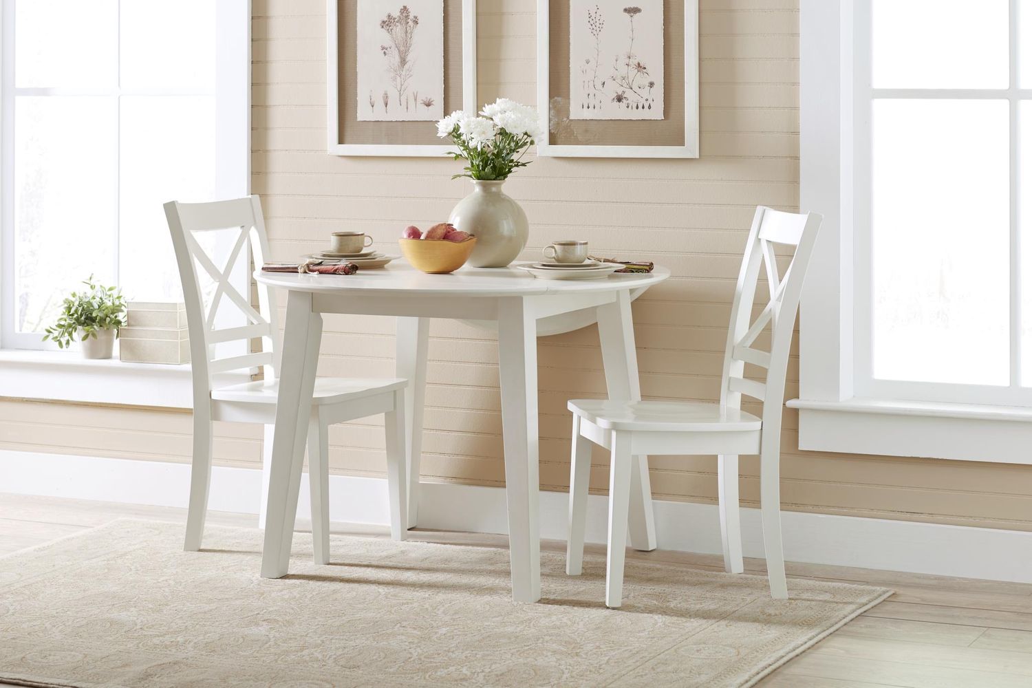 Simplicity 3pc Drop Leaf Table Set - Paper White