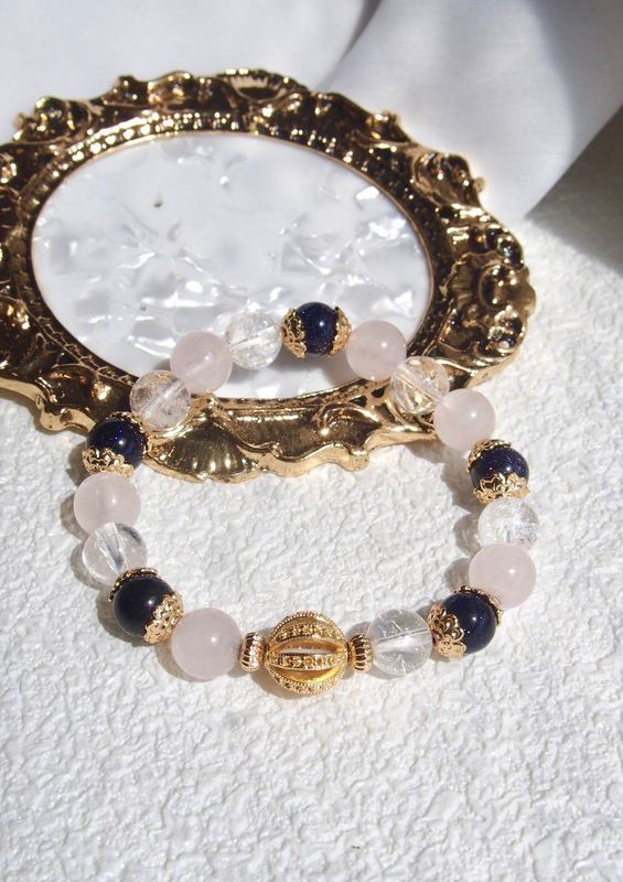 Blue Sand Stone with Rose Quartz