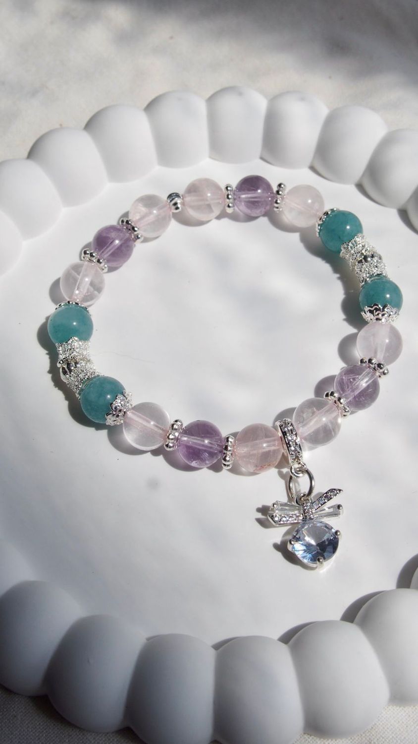 Amethyst with ​Aquamarine and Rose Quartz