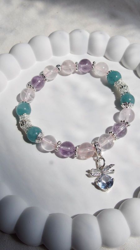 Amethyst with ​Aquamarine and Rose Quartz