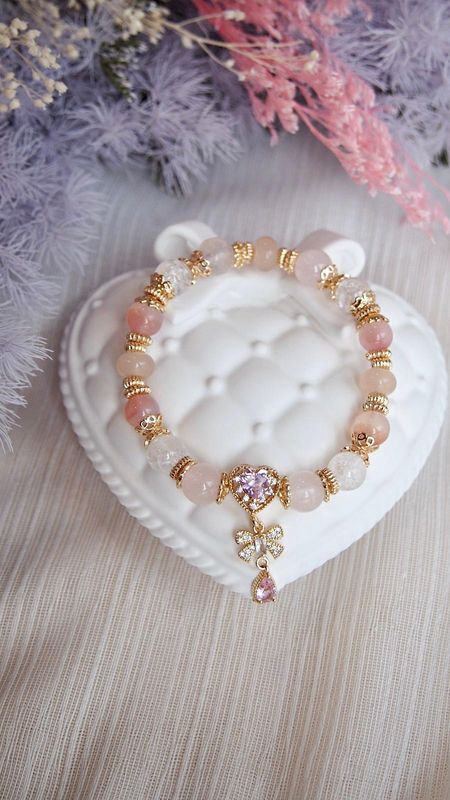 Yan Yuan Agate &amp; Rose Quartz (with charm)