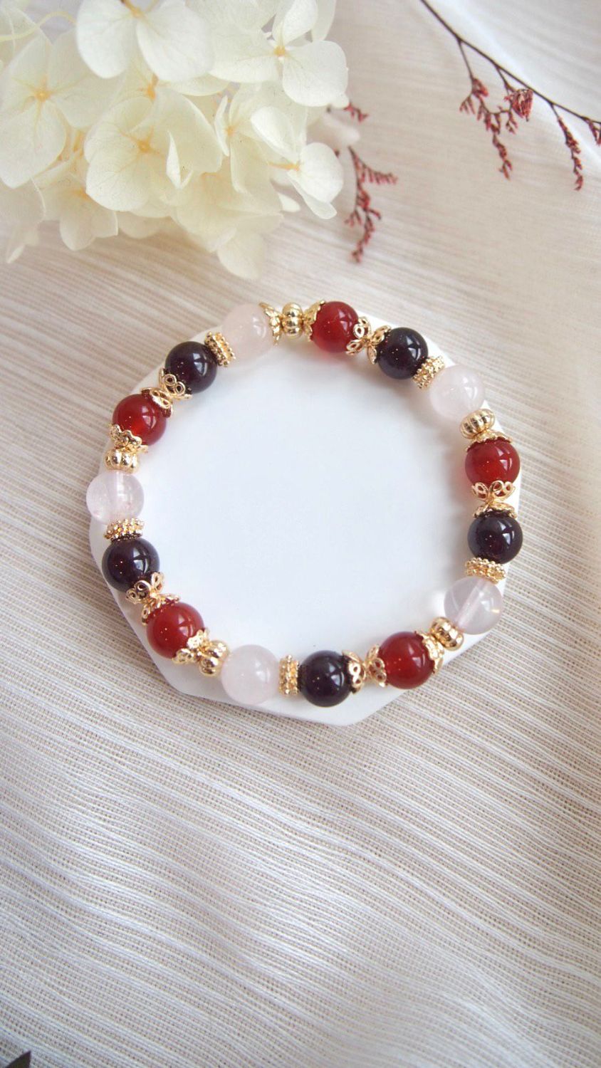 Red Agate with Garnet and Rose Quartz