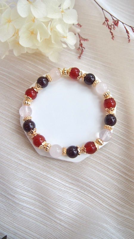 Red Agate with Garnet and Rose Quartz