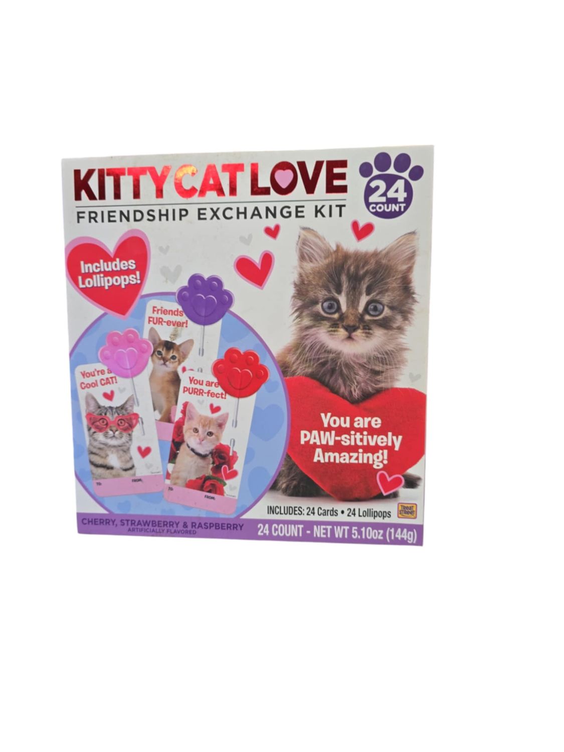 Kitty Cat Love Valentine Cards and Suckers