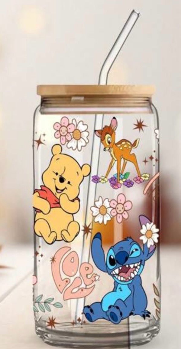 Class Cups With Bamboo Lids And Glass Straw