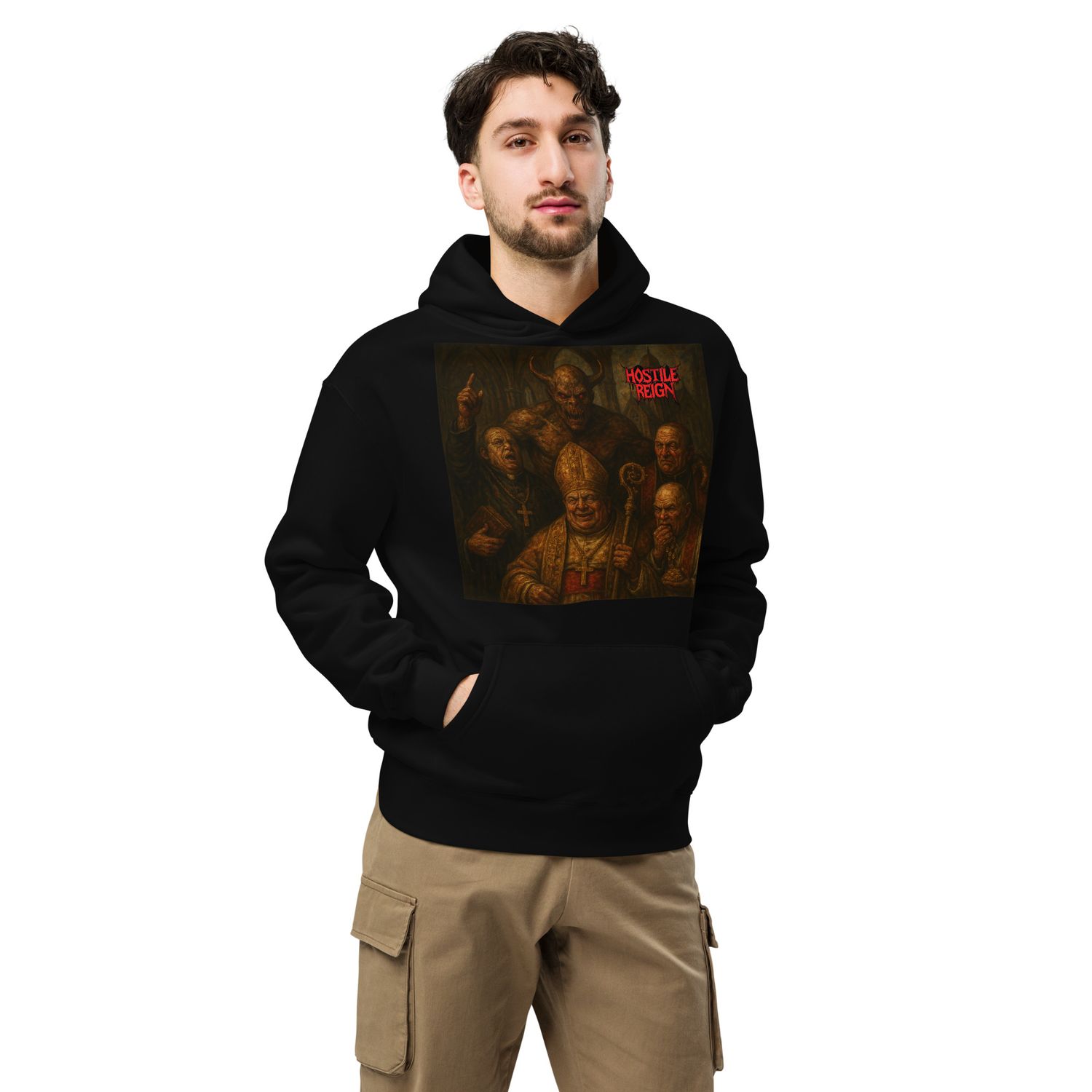 Unisex oversized hoodie METAL RELIGION CONSPIRACY HOSTILE REIGN