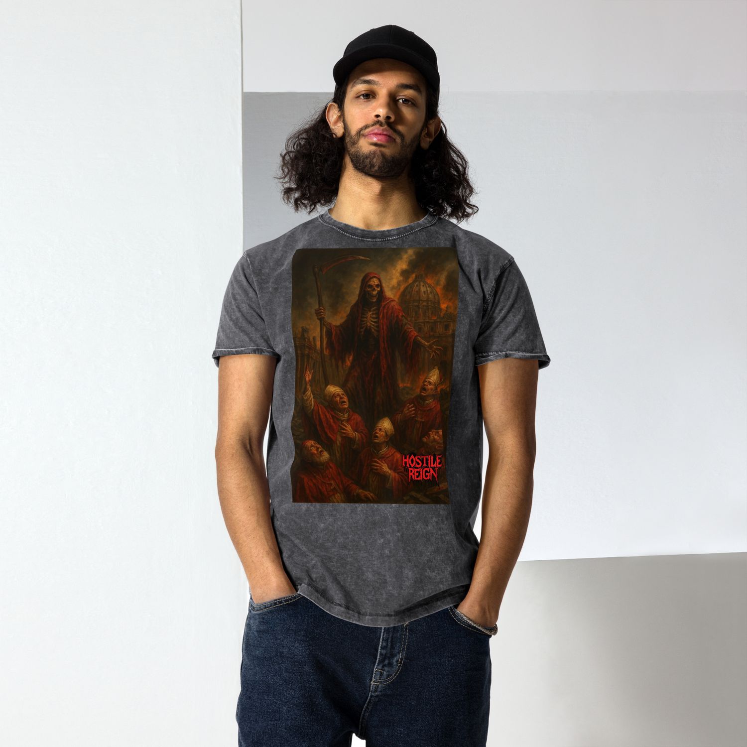 Denim T-Shirt METAL DEATH LIES RELIGION HOSTILE REIGN