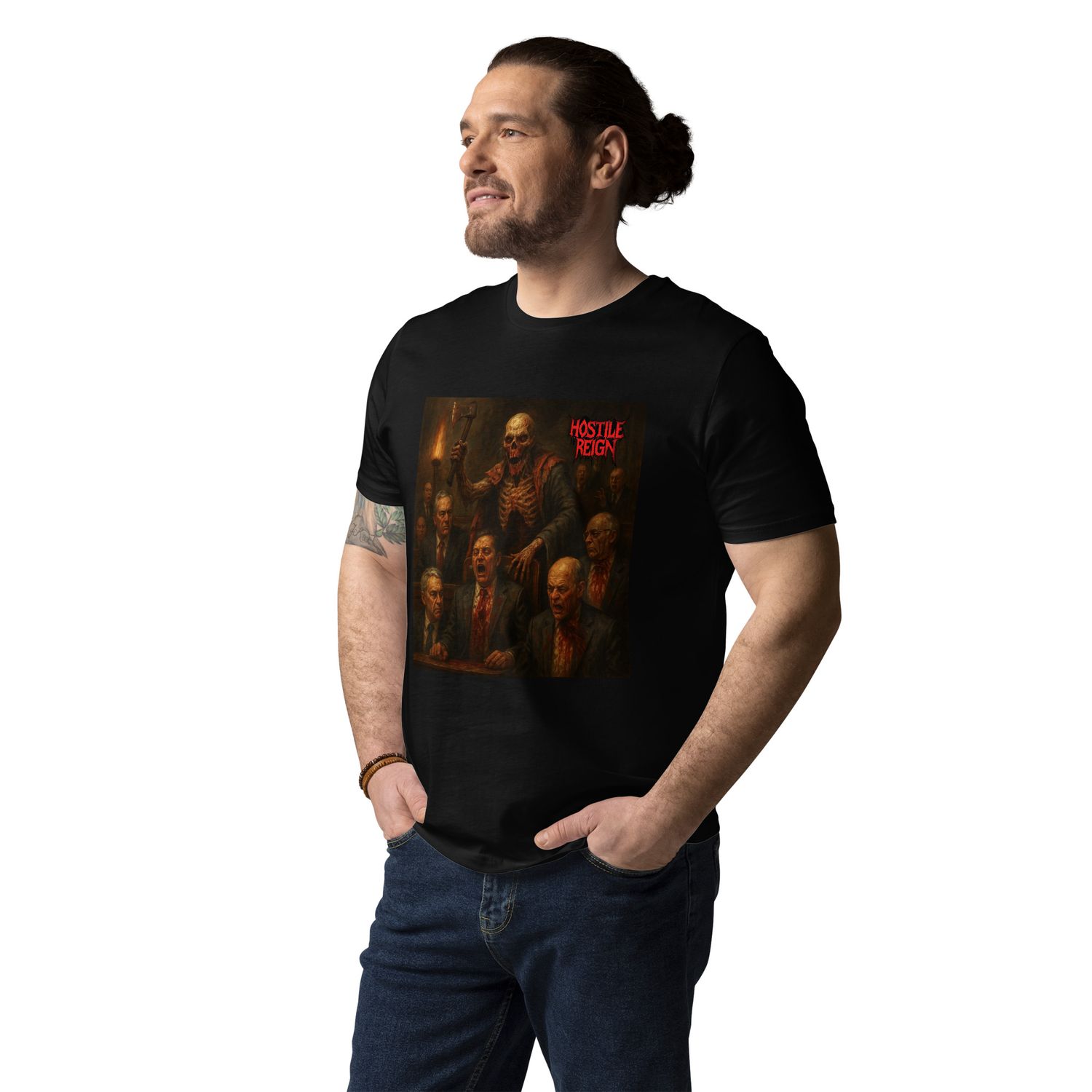 Unisex organic cotton t-shirt METAL POLITICAL DEATH HOSTILE REIGN